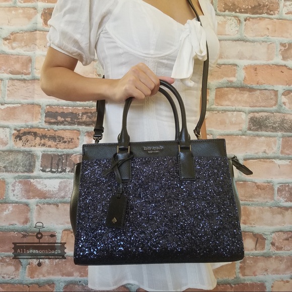 Kate spade Cameron MEDIUM satchel glitter BLUE bag - Picture 8 of 8